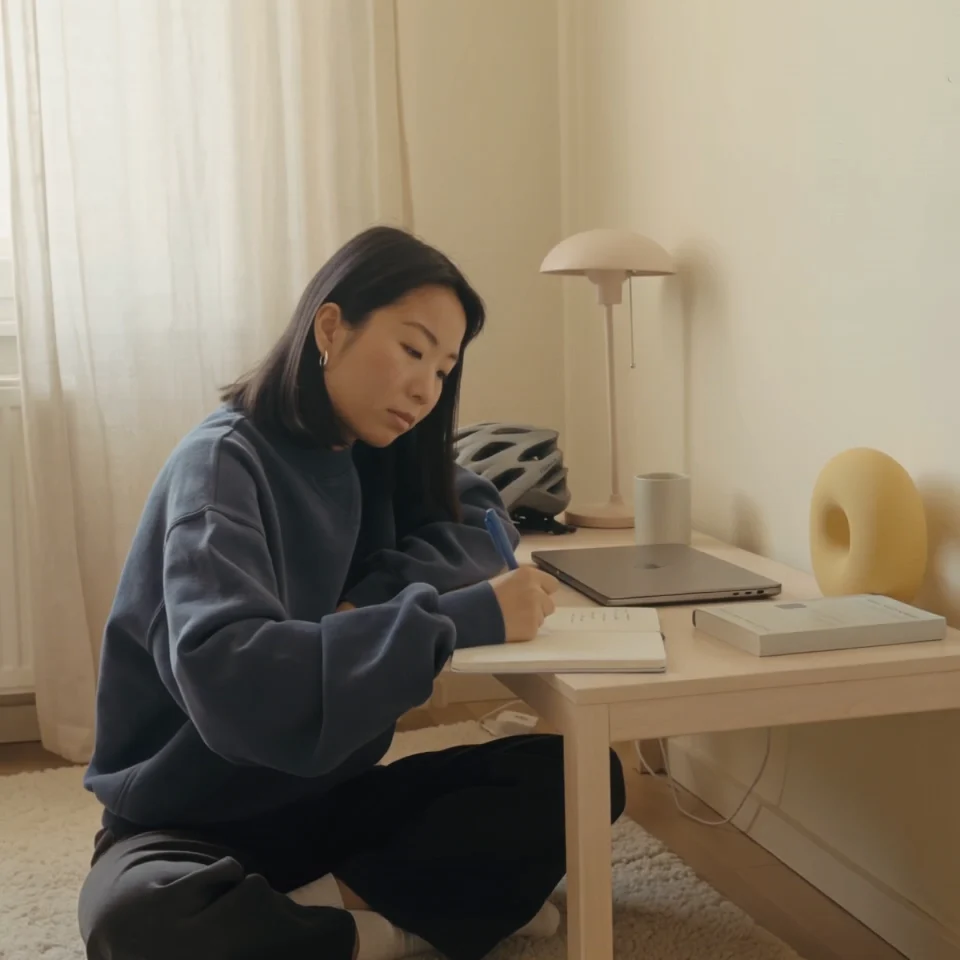 Student studying at a desk at home