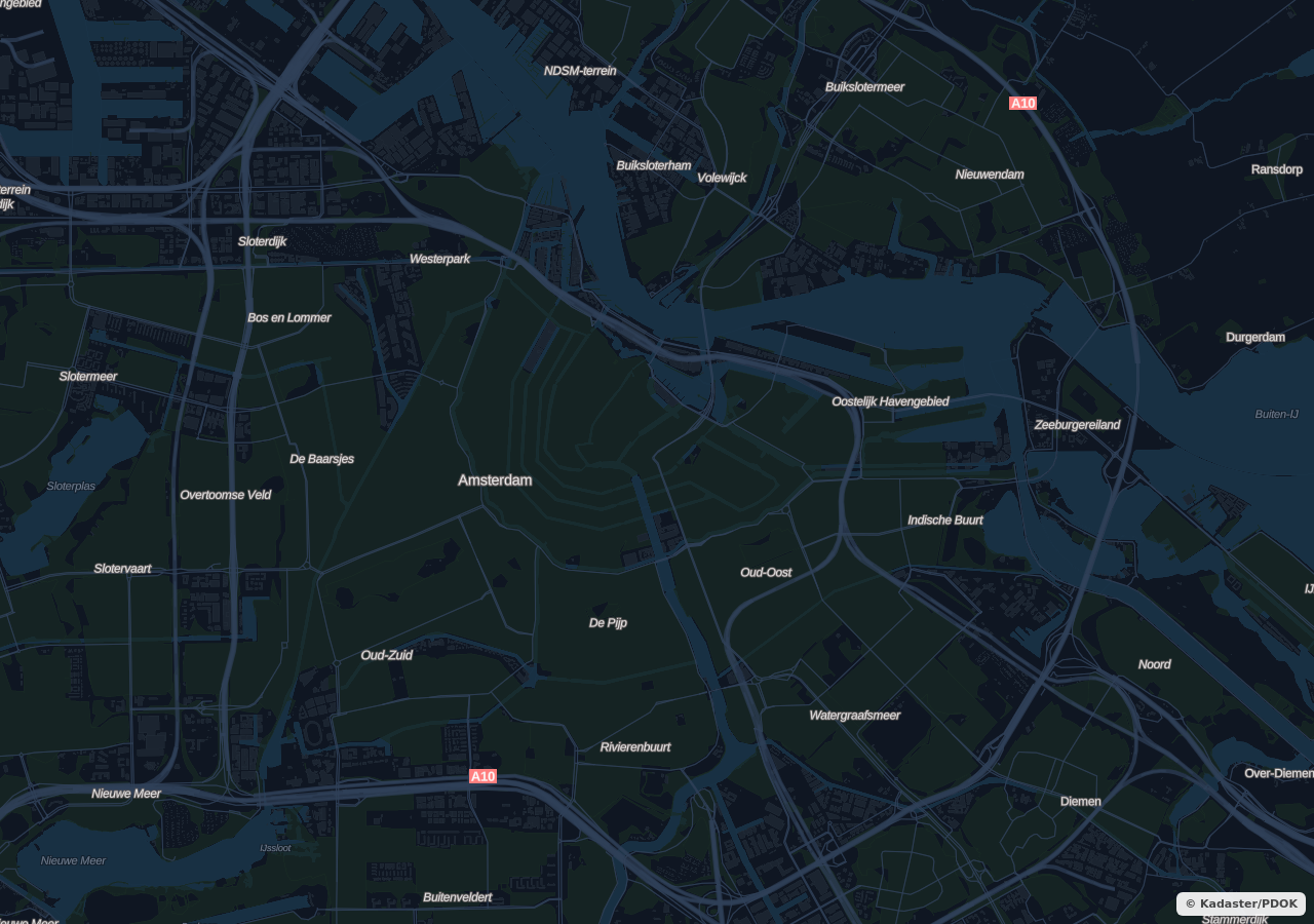 Donkere kaart van Amsterdam