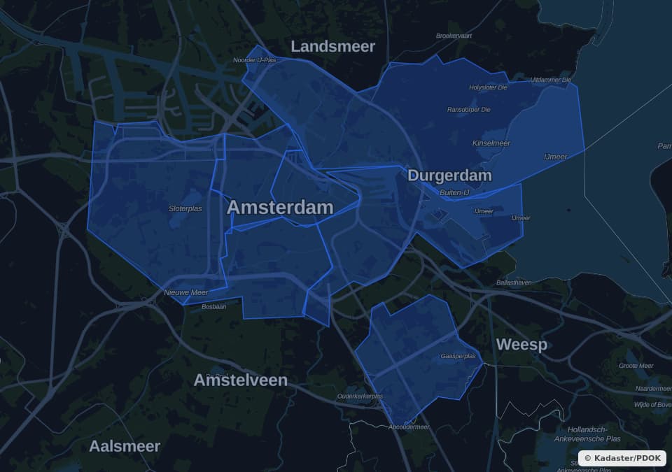Dark map of Amsterdam