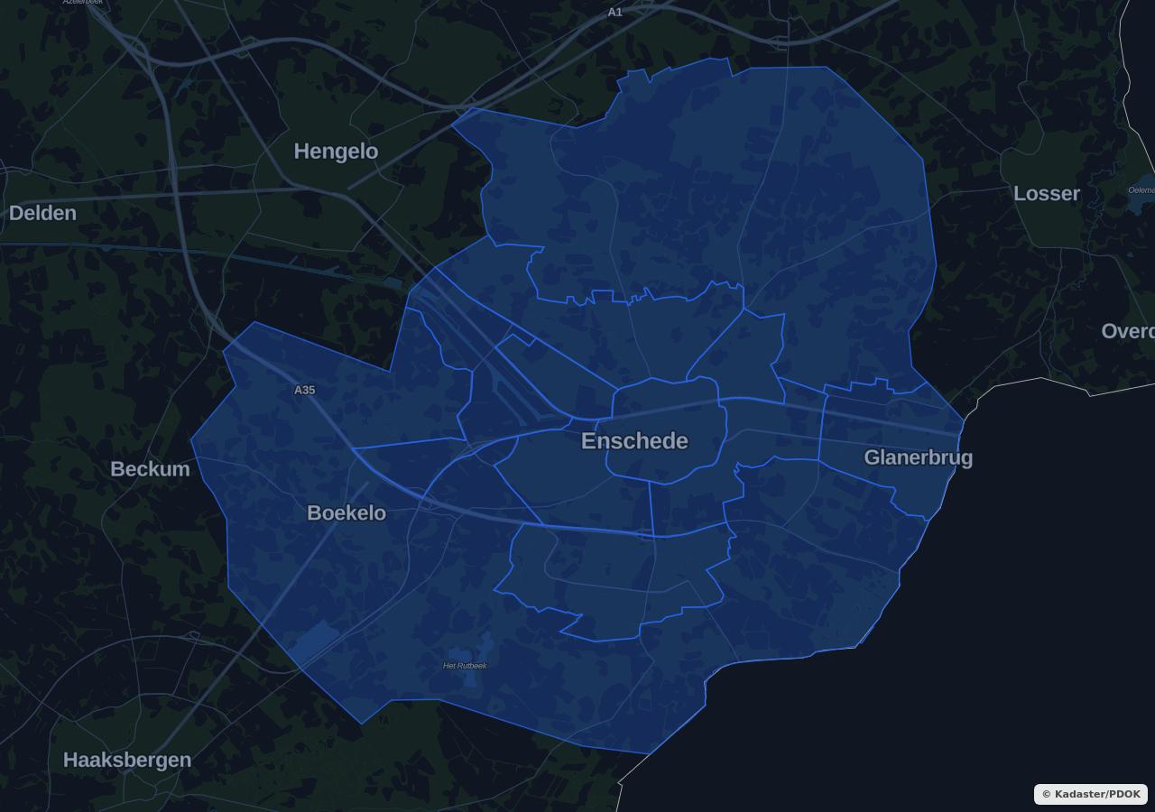 Map showing residential areas in Enschede