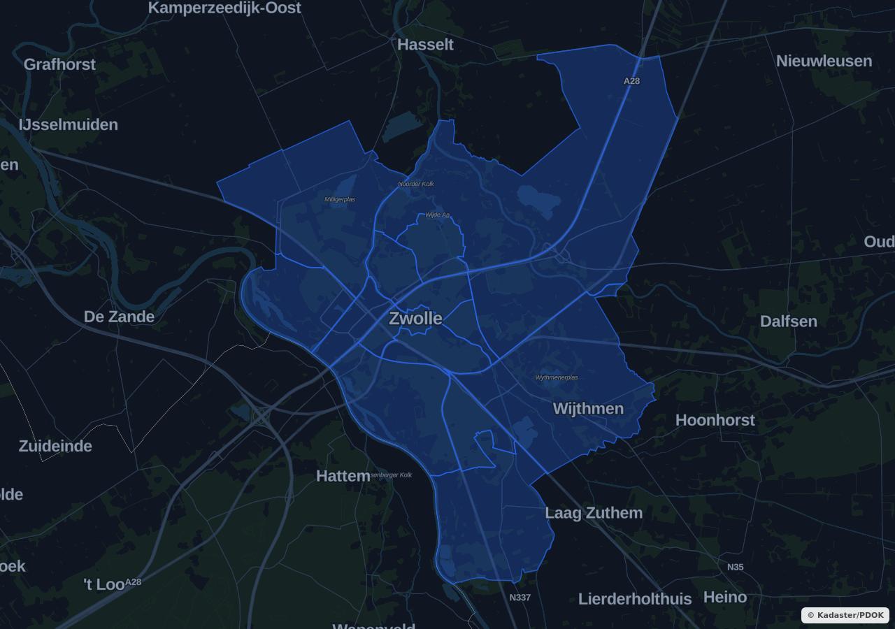 Map showing residential areas in Zwolle
