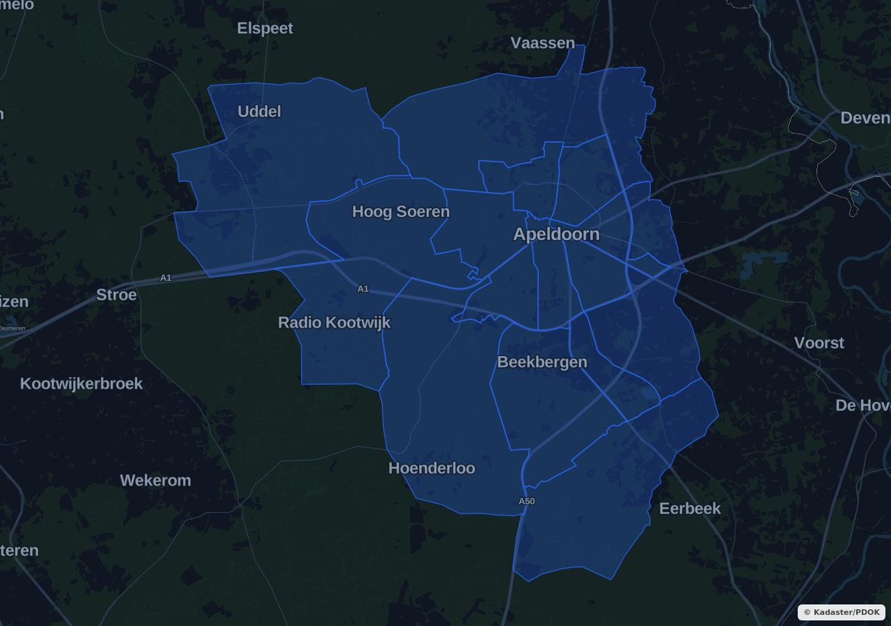Map showing residential areas in Apeldoorn