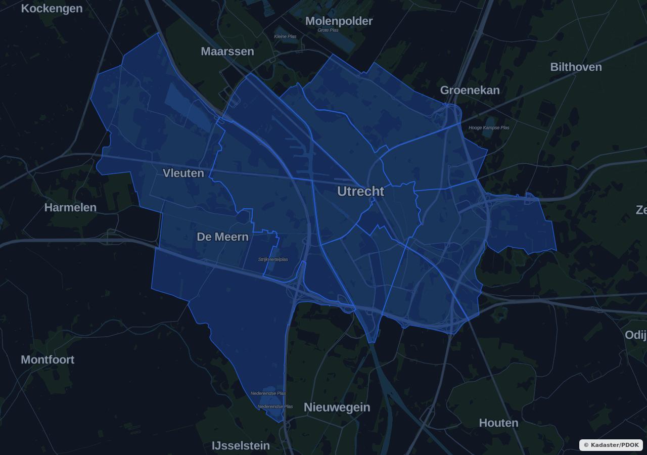 Kaart met woongebieden in Utrecht