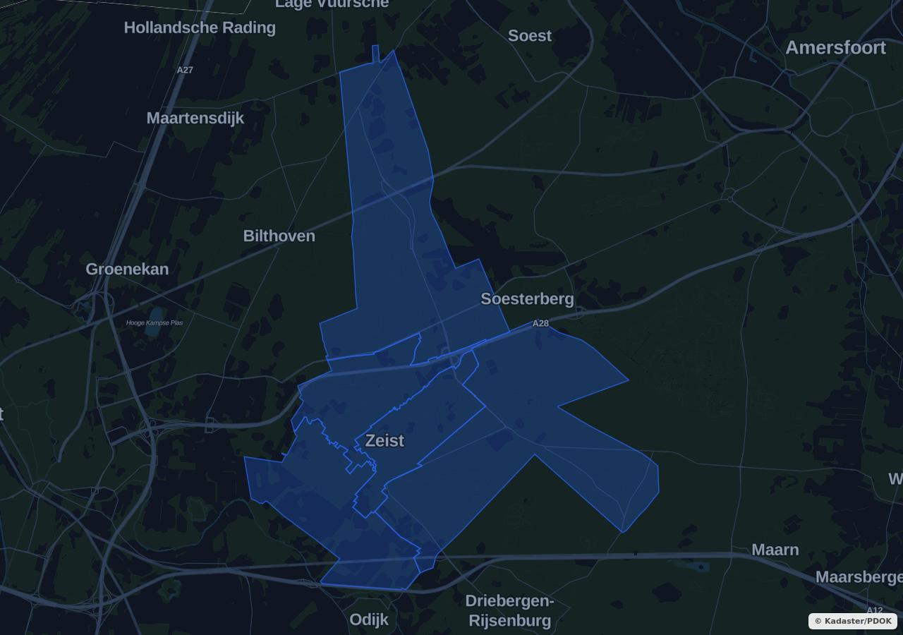 Map showing residential areas in Zeist