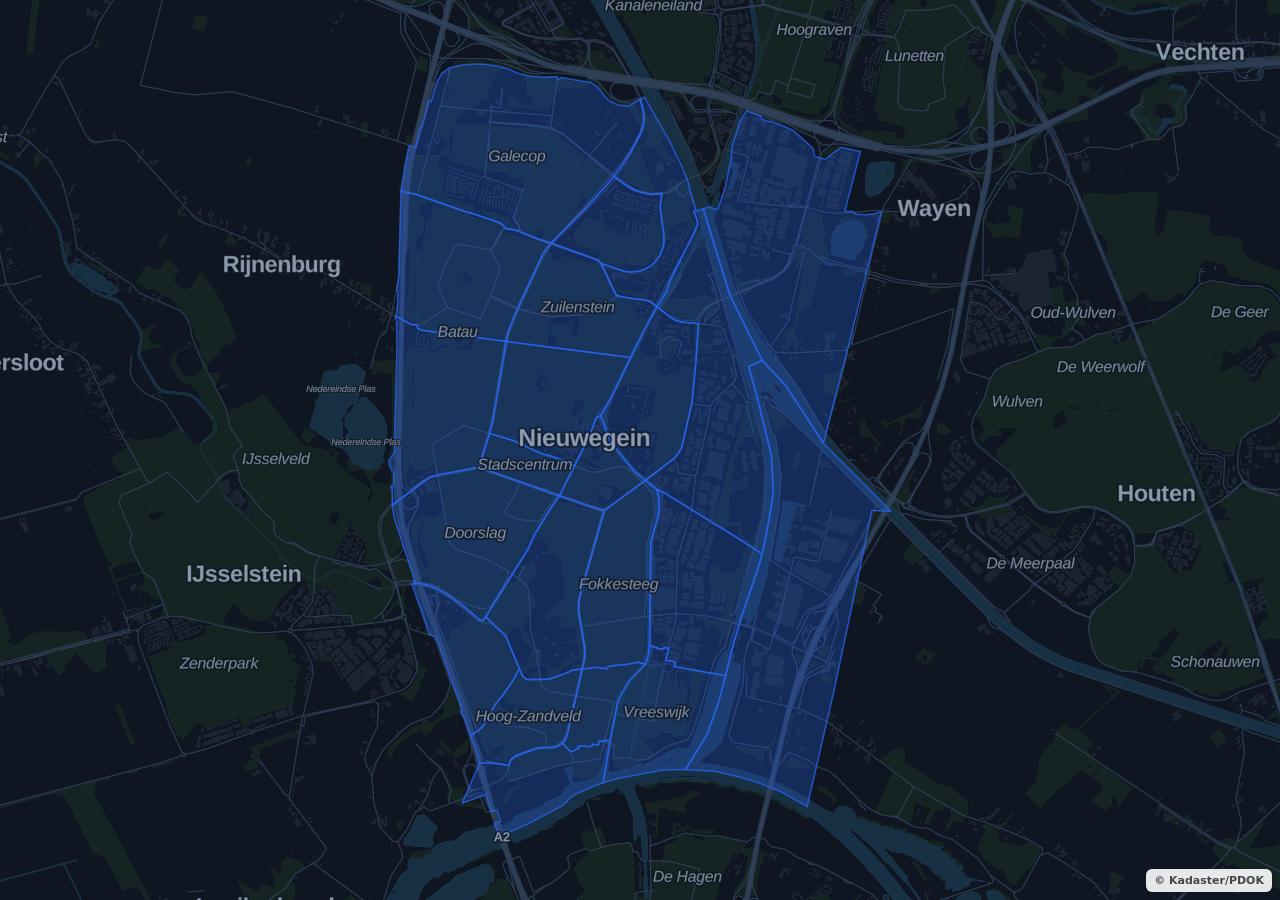 Map showing residential areas in Nieuwegein