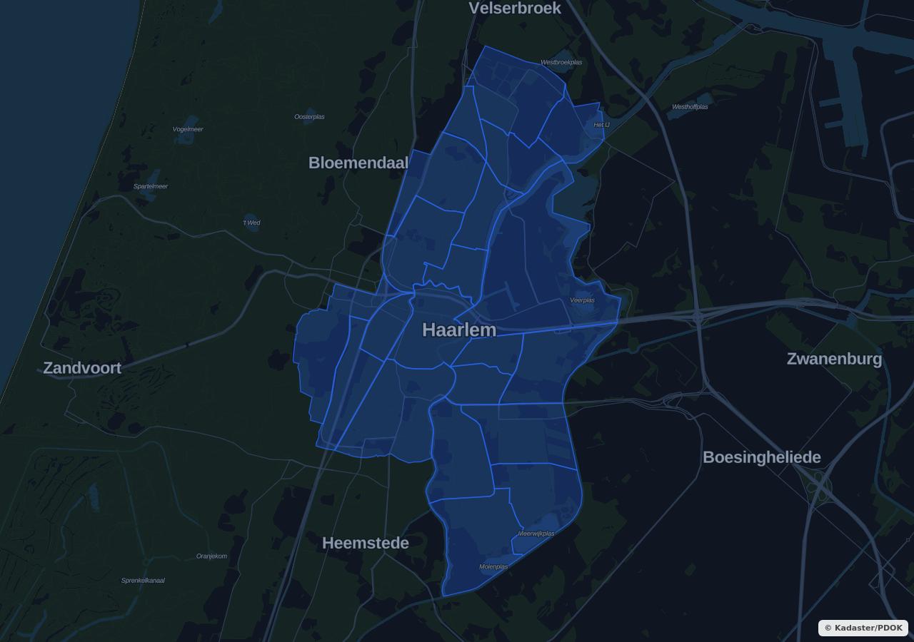 Map showing residential areas in Haarlem