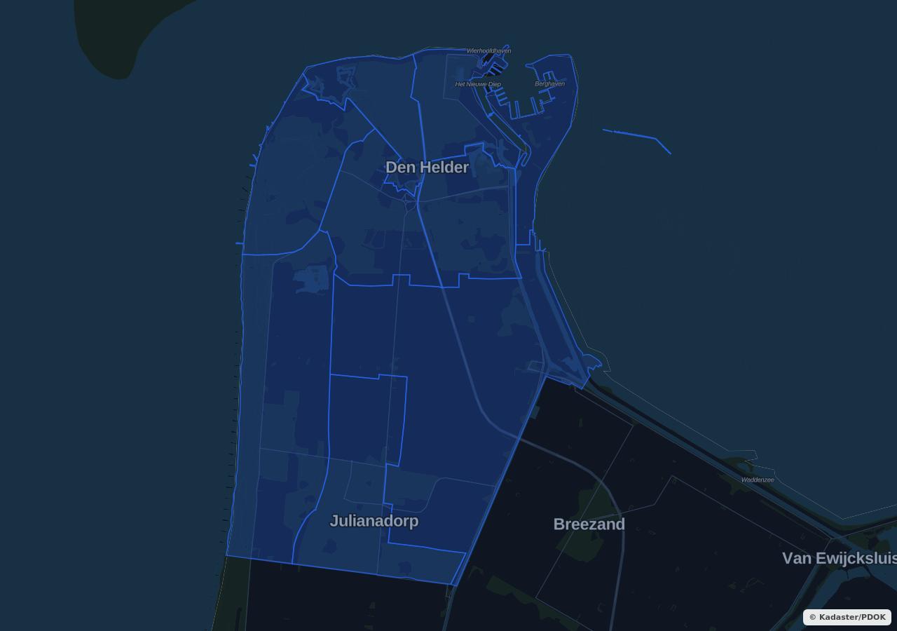 Map showing residential areas in Den Helder
