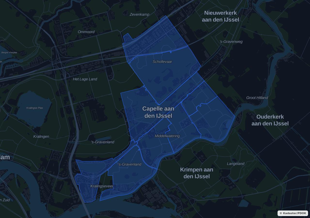 Map showing residential areas in Capelle aan den IJssel