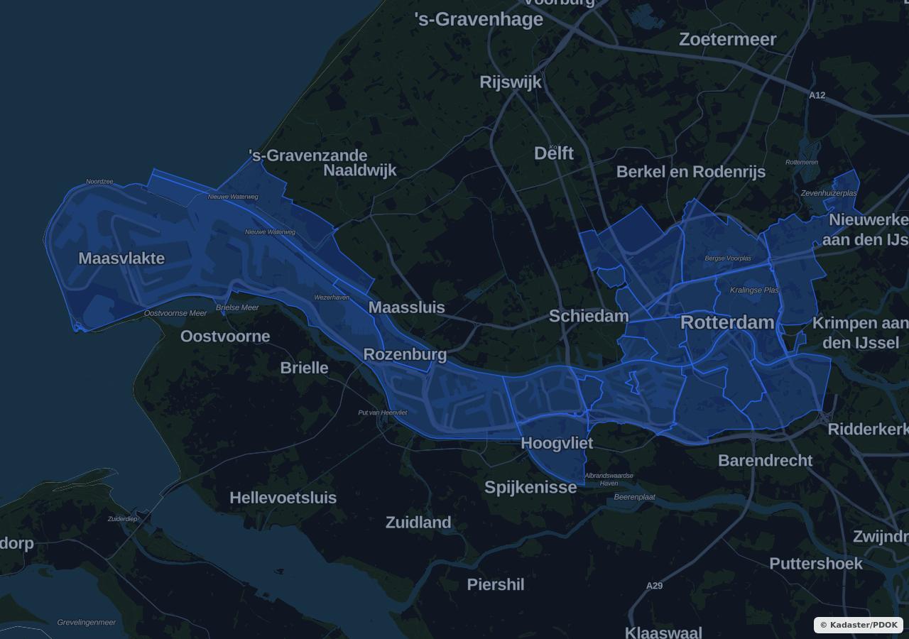 Kaart met woongebieden in Rotterdam