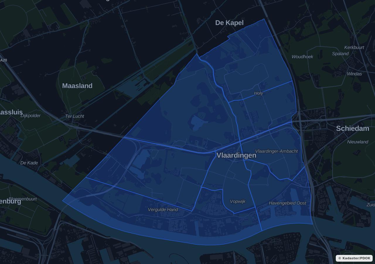 Map showing residential areas in Vlaardingen