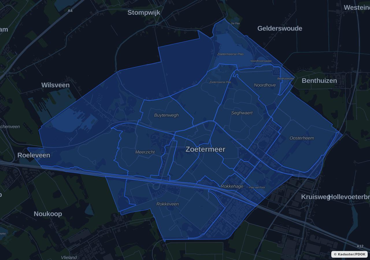 Map showing residential areas in Zoetermeer