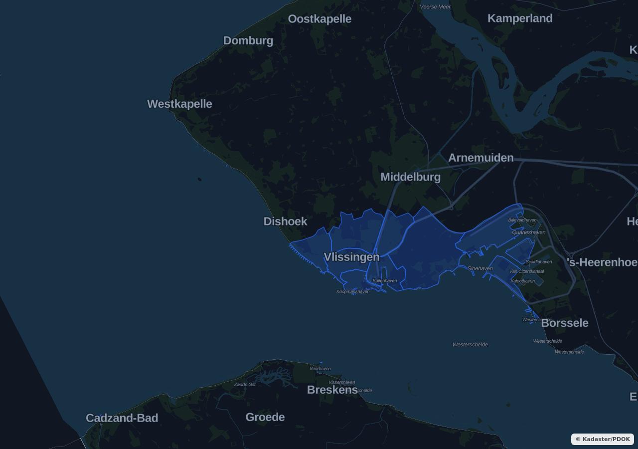 Map showing residential areas in Vlissingen