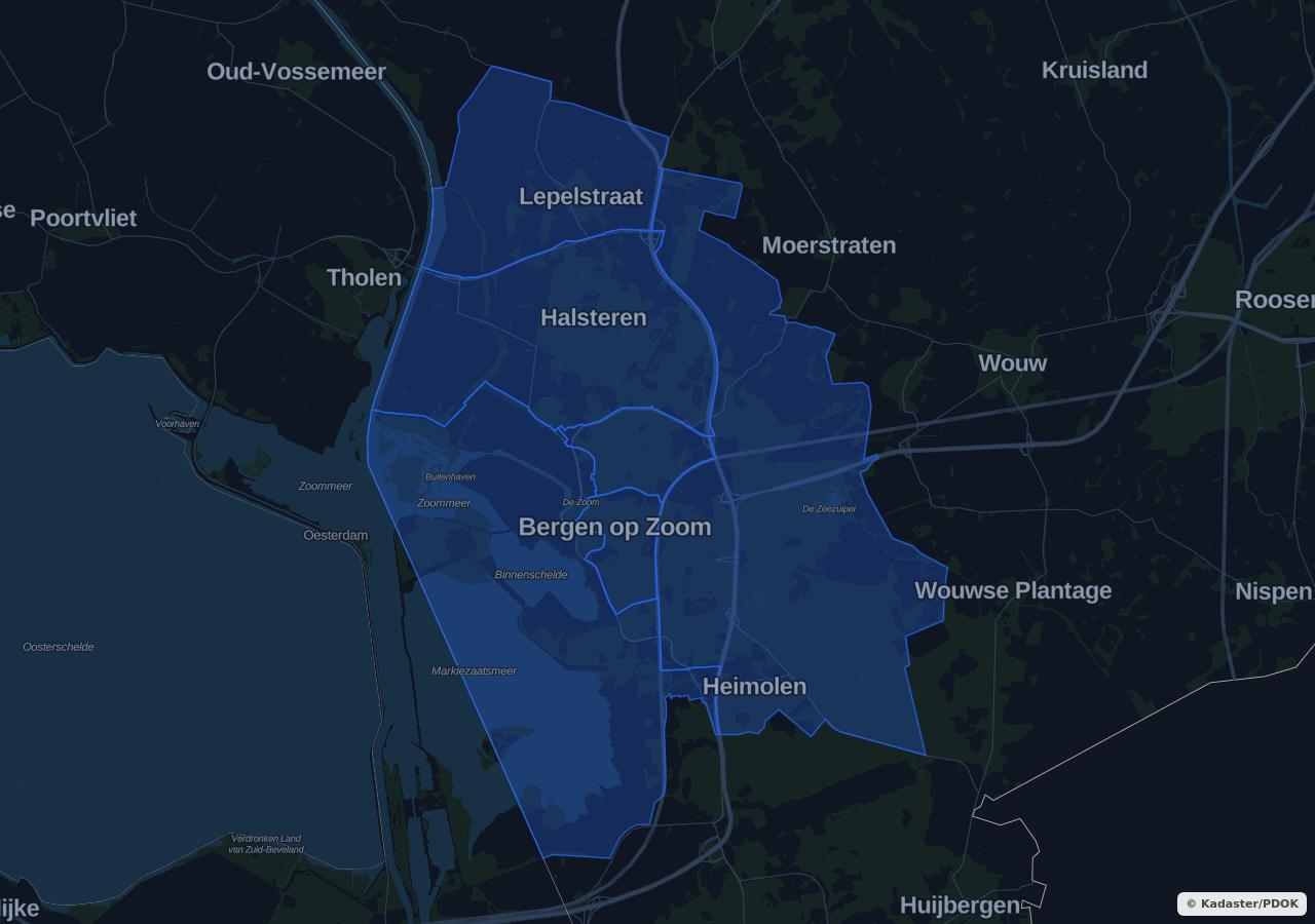 Map showing residential areas in Bergen op Zoom