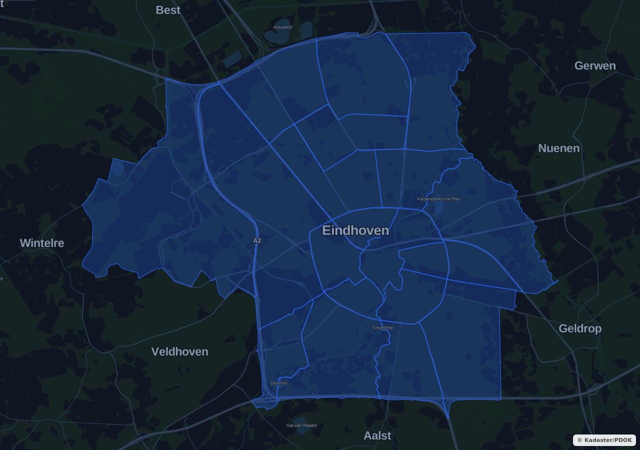 Kaart met woongebieden in Eindhoven