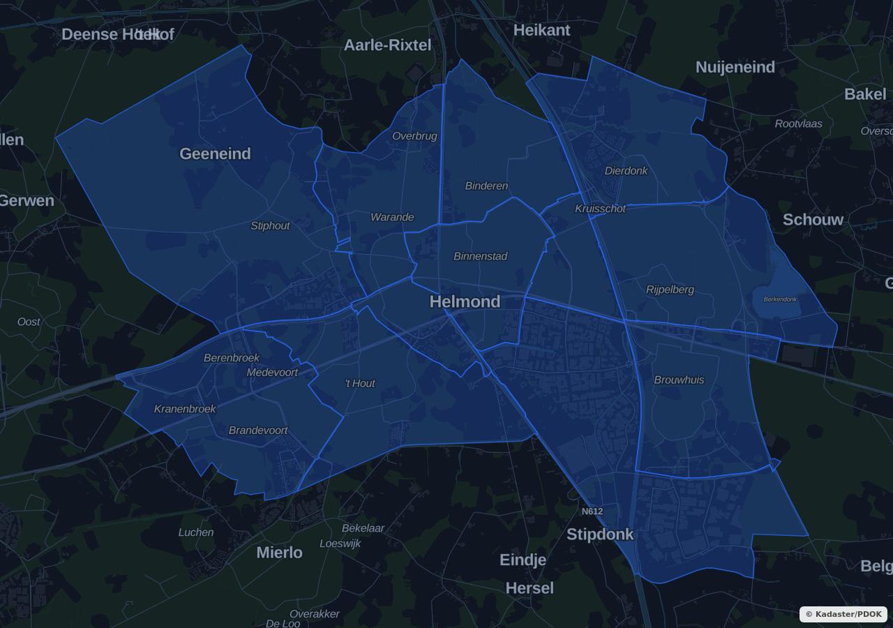 Map showing residential areas in Helmond