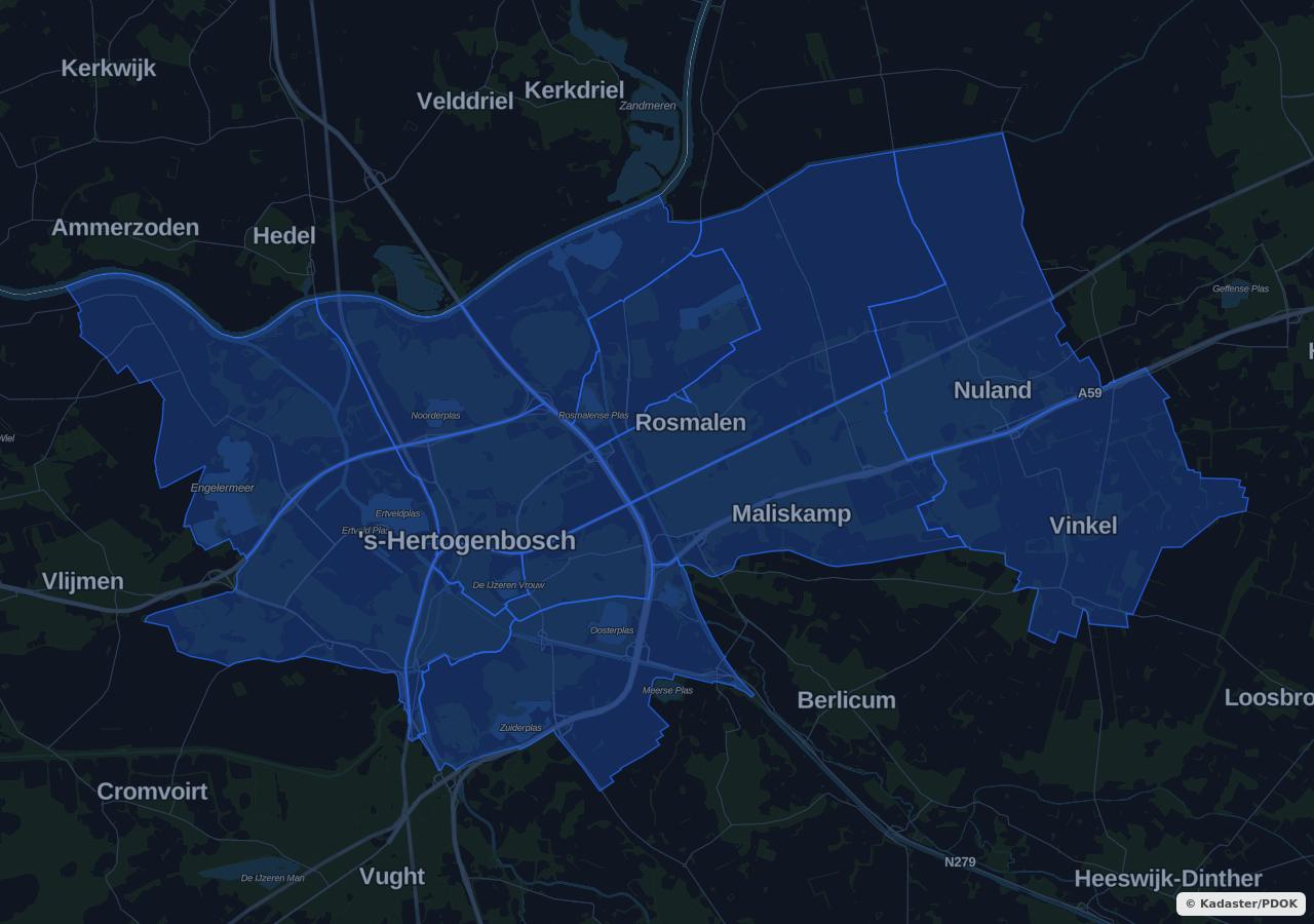 Map showing residential areas in Den Bosch