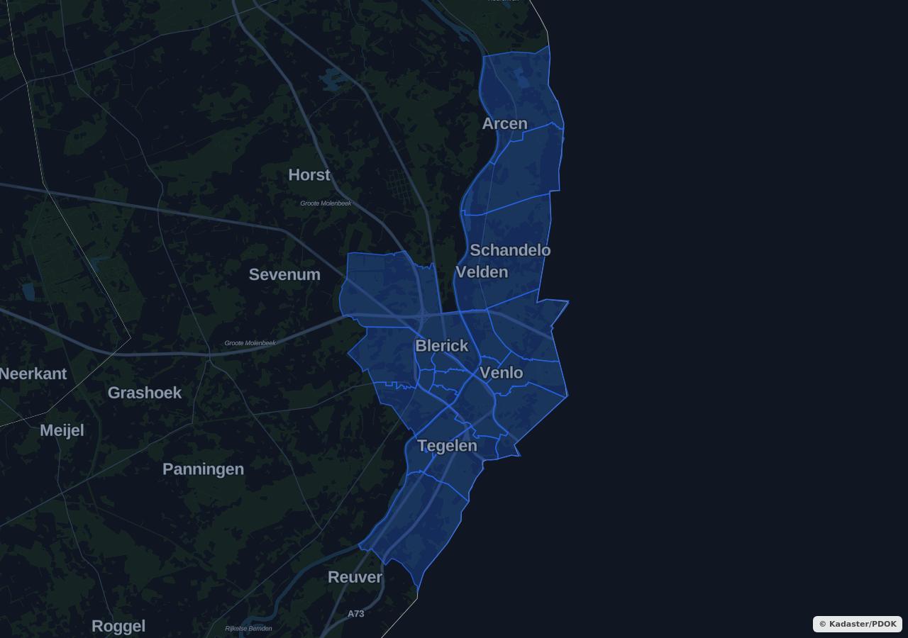 Map showing residential areas in Venlo